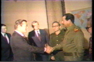 Rumsfeld, Saddam shaking hands